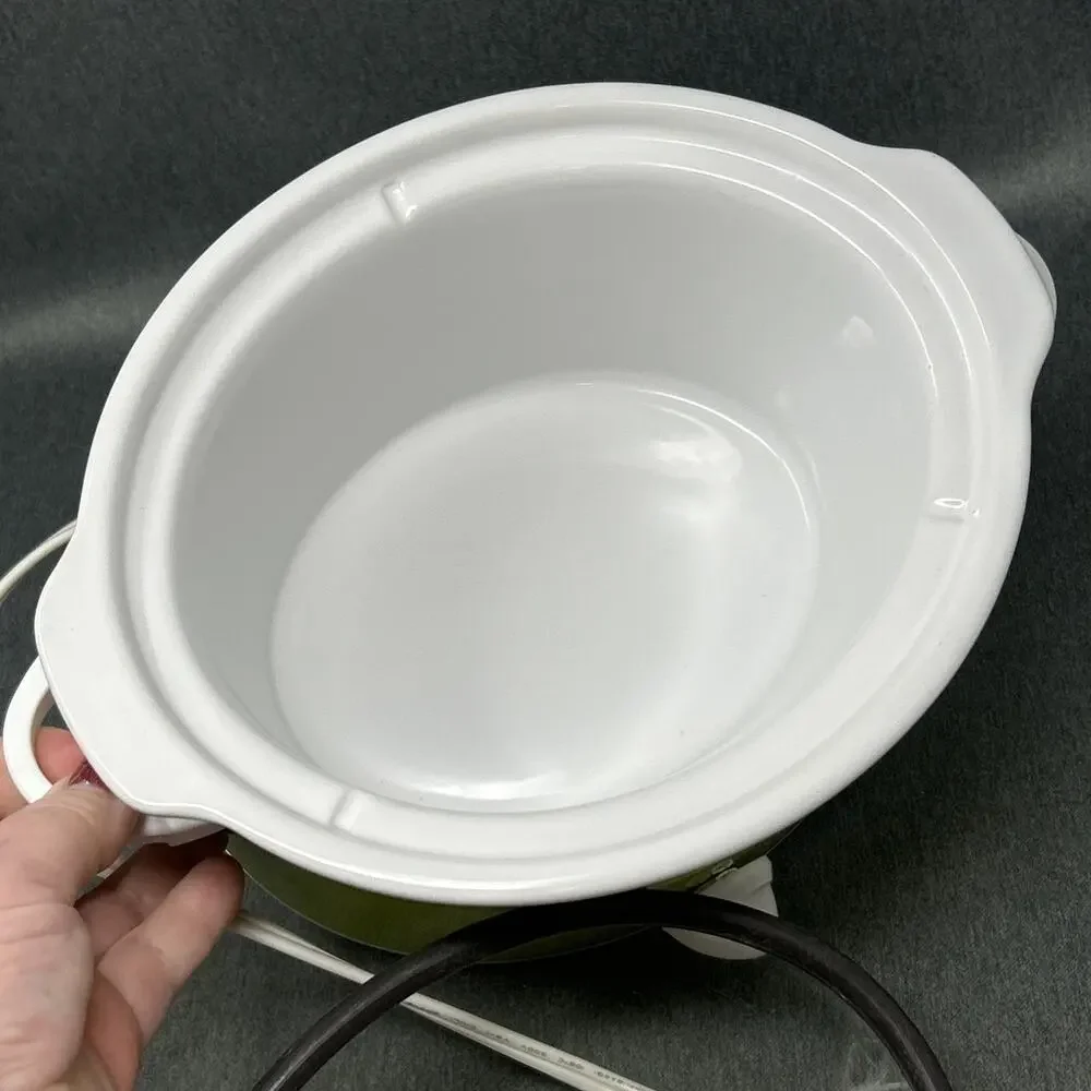 Vintage Proctor Silex Oval Slow Cooker Green Small Crock Pot Model 33113Y 1.5 Qt